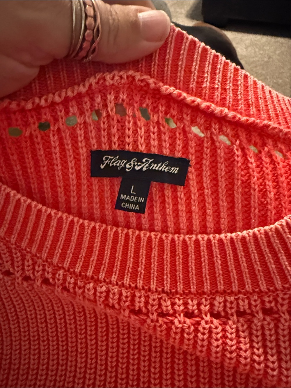 FLAG & ANTHEM chunky knit cropped cozy short sleeve sweater L - Picture 2 of 3